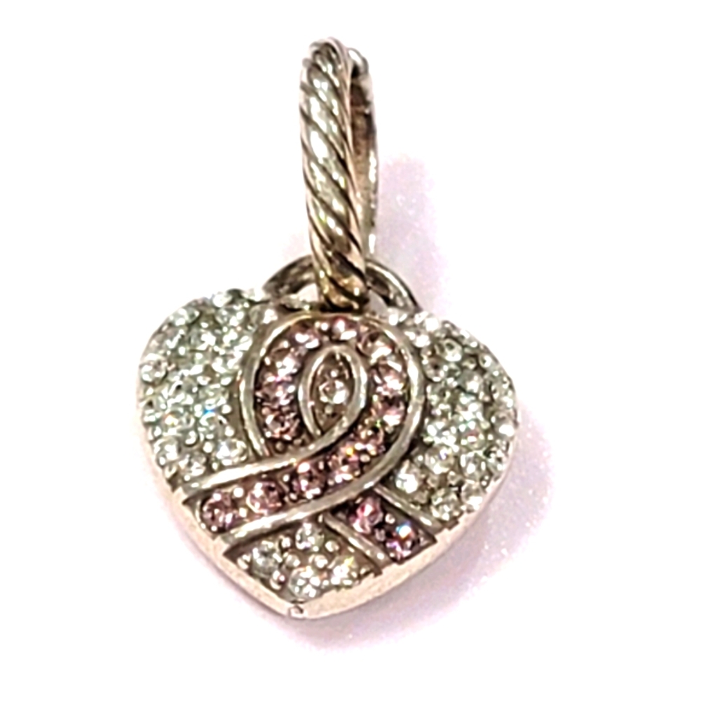BRIGHTON RETIRED BREAST CANCER AWARENESS CRYSTAL HEART CHARM NWOT 💓